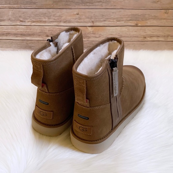 UGG Classic Mini Zip Waterproof Chestnut Boots - Picture 2 of 8